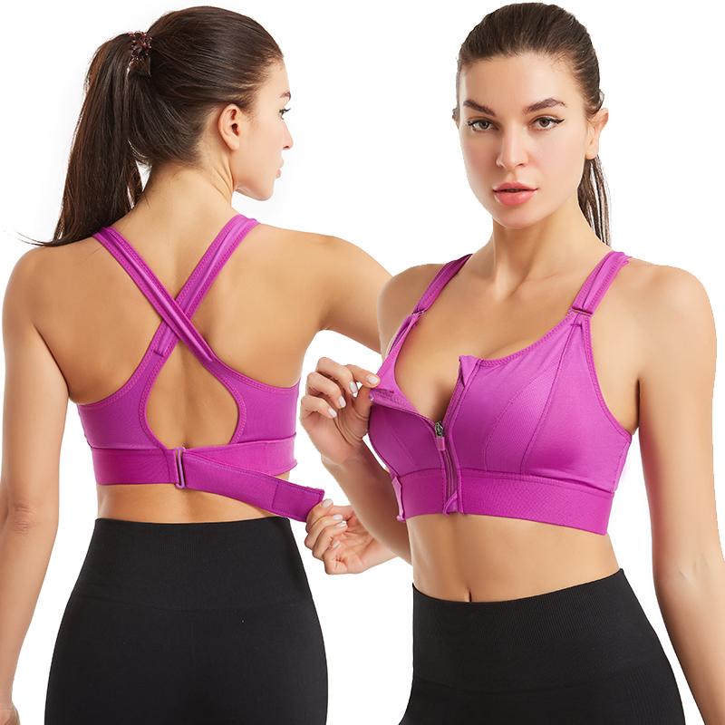 Của Áo Bra Thể Thao Nữ Tập Hợp Mà Không Thép Không Gỉ Nhẫn Có Thể Điều Chỉnh Dây Khóa Kéo Mặt Trước Tập Yoga Chạy Áo Vest Chống Sốc Quần Lót Plus Kích Thước