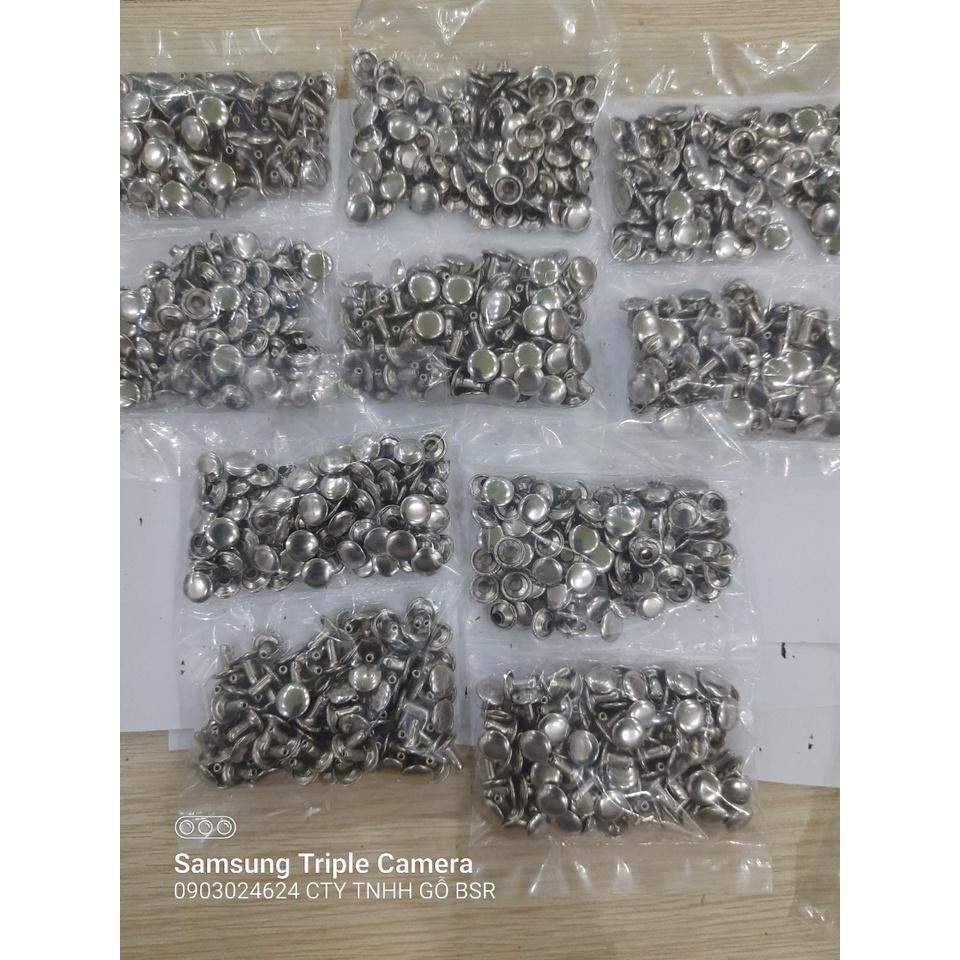 Nút tán rivet 2 mặt Bằng sắt xi Màu bạc, màu vàng, màu đồng Size 5mm, 6mm, 8mm, 9mm Đóng thùng giấy, thủ công