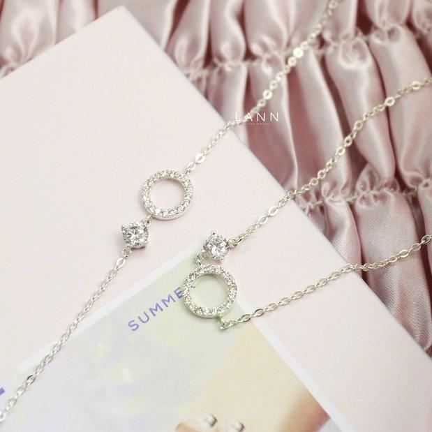 Lắc chân đường tròn nối đá trắng S925 LANN