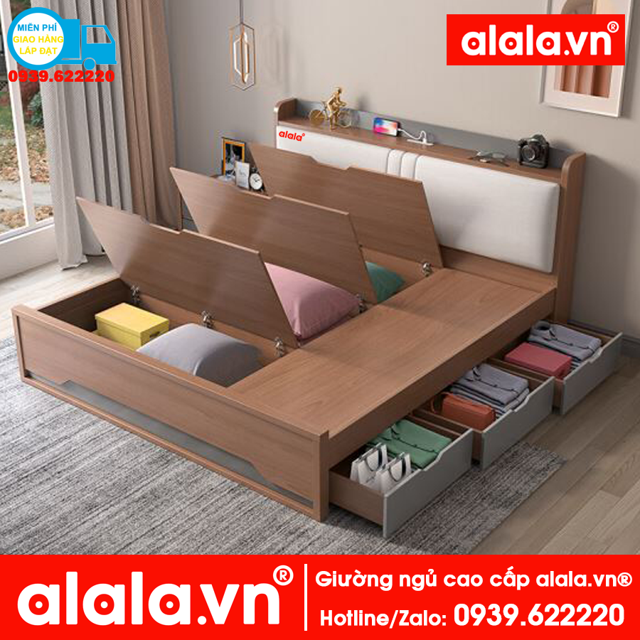 Giường ngủ ALALA 1m2 x 2m cao cấp
