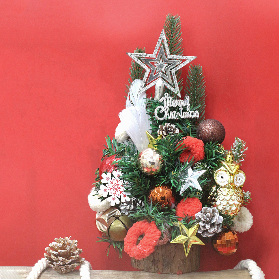 Cây Thông Noel Hàn Quốc THQ17 Chim cú 40cm Cây Thông Vintage Trang Trí Giáng Sinh