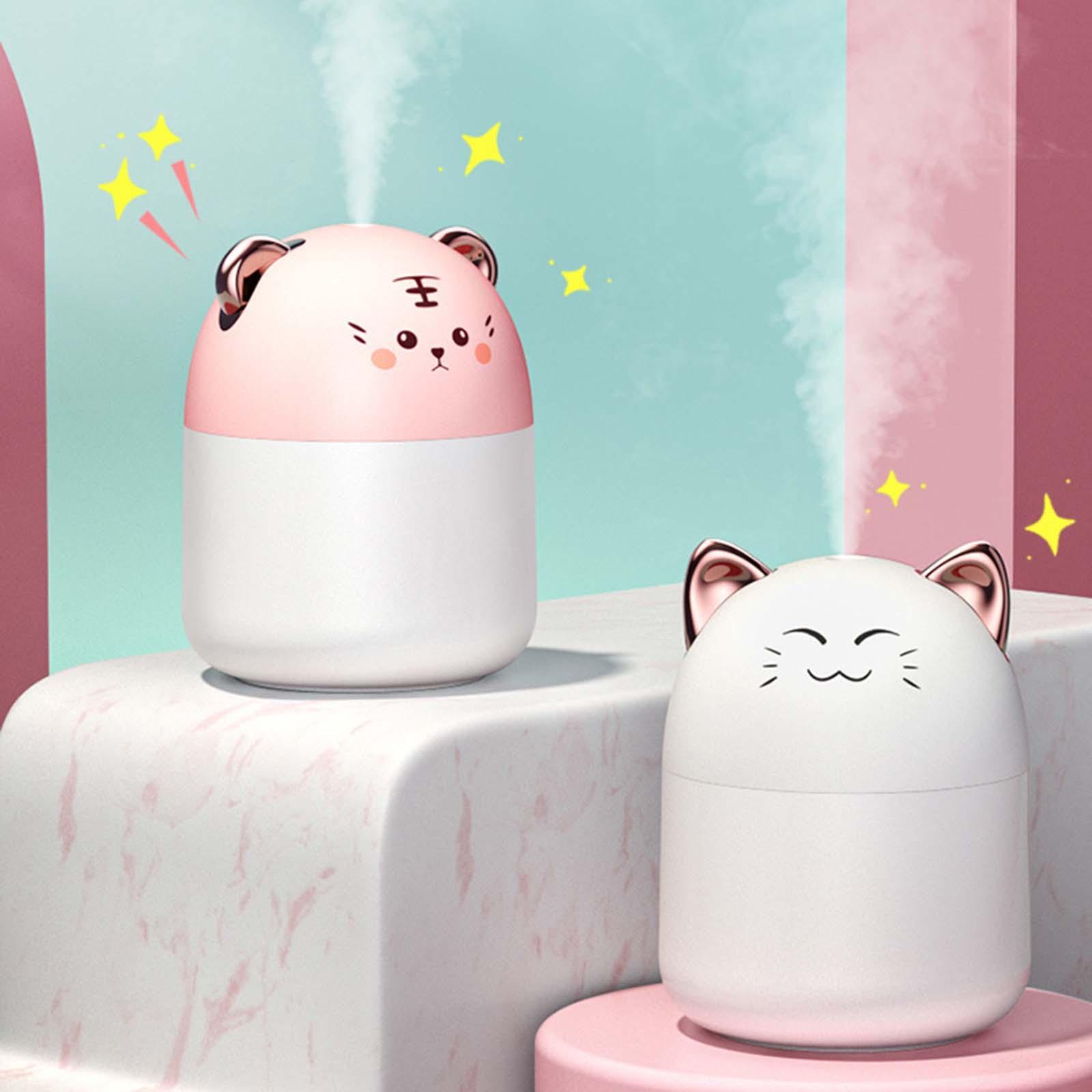 Desktop Humidifiers, 250ml Small Air Humidifier, Portable Mini Humidifiers for Bedroom, USB Cool Mist Sprayer with Night Light for Home,Office, Plants