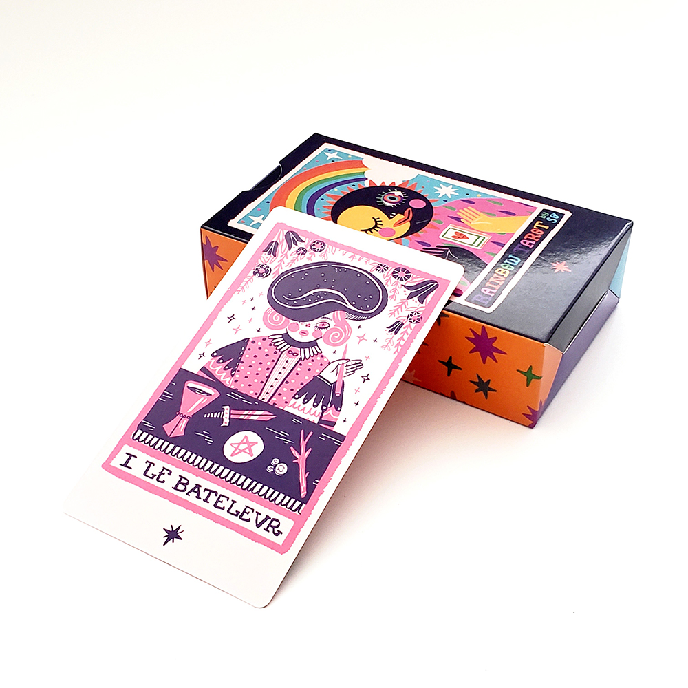 Bộ Bài Rainbow Tarot 78 lá 7x12 cm tặng đá thanh tẩy