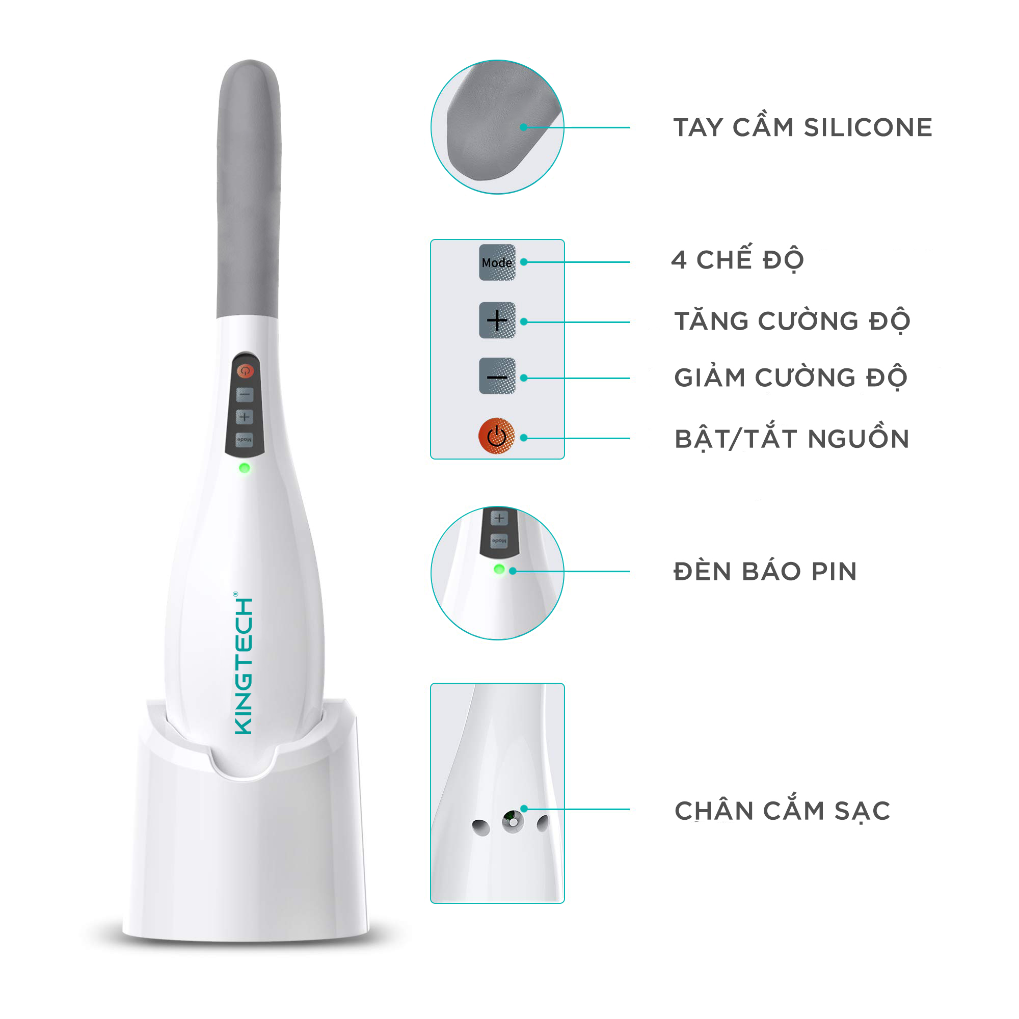 Máy Massage Cầm Tay Cao Cấp KINGTECH LUX450 - Hỗ Trợ Mát Xa Toàn Thân - Chuyên Sâu Vai Cổ, Chân, Lưng, Tay -Giảm Đau Mỏi Toàn Thân Cho Dân Văn Phòng, Gymer, Người Già, Người Lao Động Nặng - Món Quà Tuyệt Vời Cho Ông Bà, Bố Mẹ - Hàng Chính Hãng