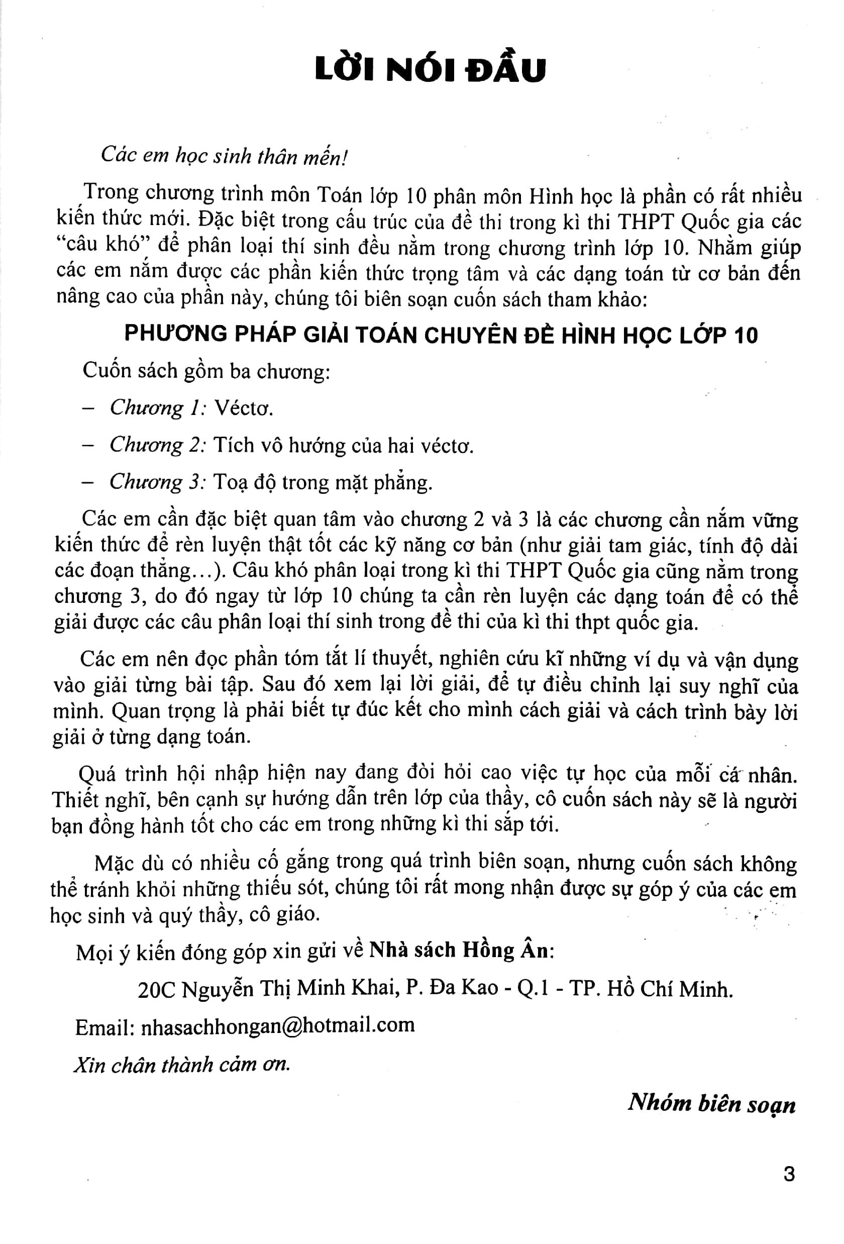 Phương Pháp Giải Toán Chuyên Đề Hình Học Lớp 10 (Biên Soạn Theo Chương Trình GDPT Mới) (Dùng Chung Cho Các Bộ SGK Hiện Hành)