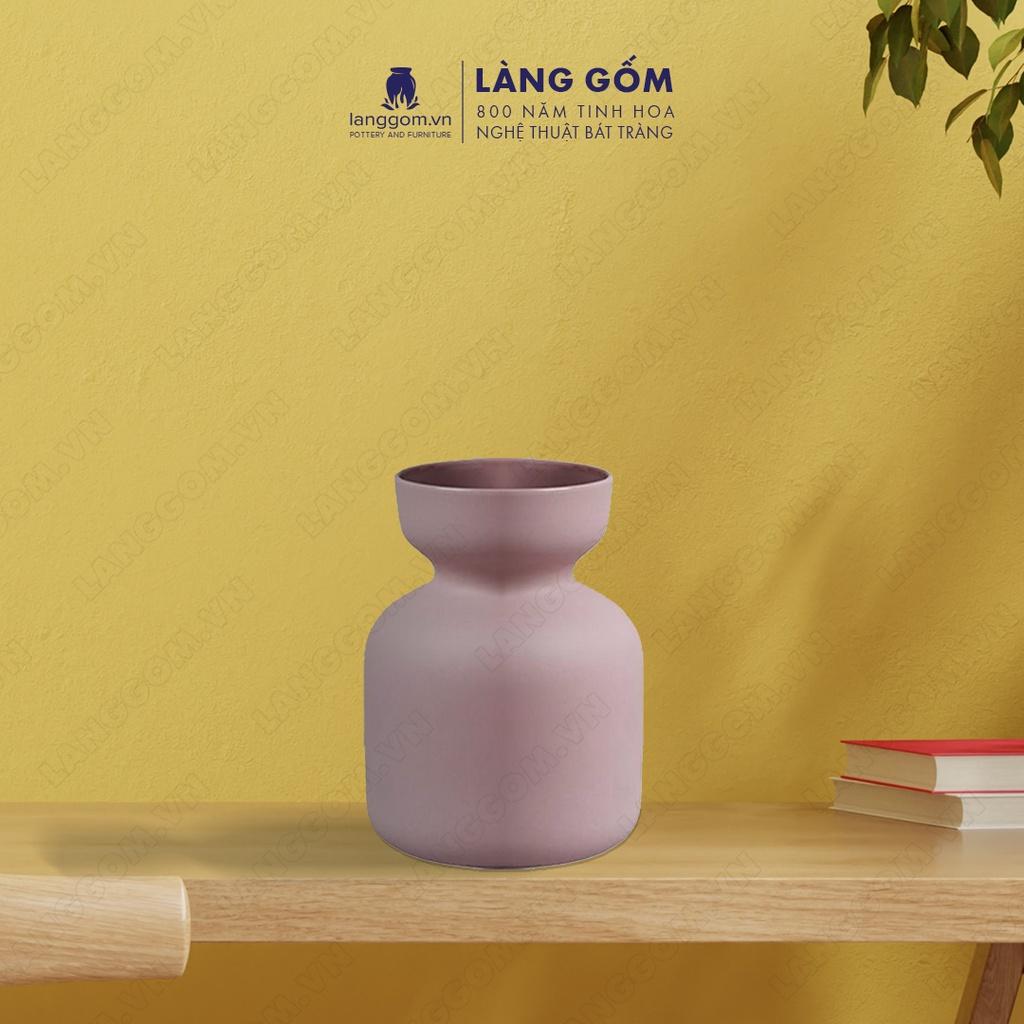 Bình hoa, lọ hoa Gốm sứ Bát Tràng cao cấp Men mát dạng túm lùn dùng làm quà tặng, trang trí - Làng Gốm Bát Tràng