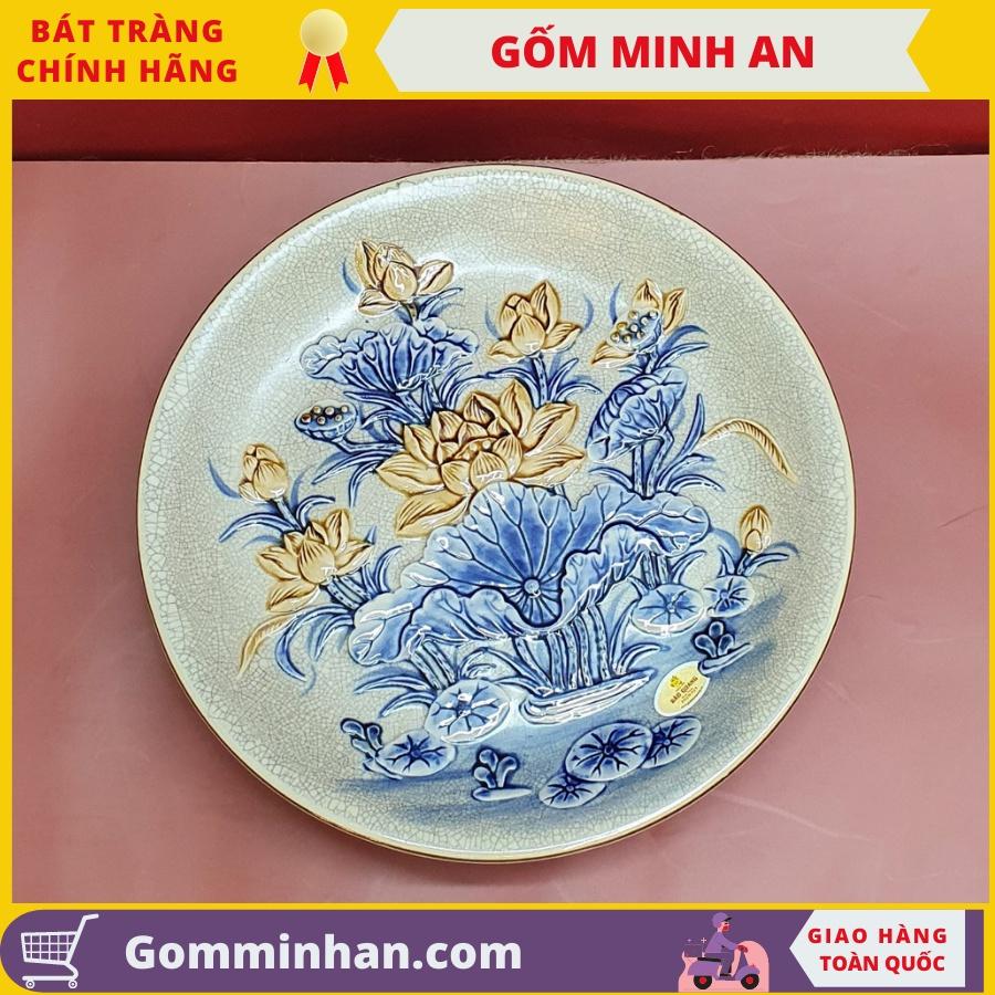 Mâm Bồng Thờ Đĩa Bồng Thờ Đĩa Bày Ngũ Quả Gốm Men Rạn Đắp Nổi Cao Cấp Nghệ Nhân Bát Tràng- Gốm Minh An- Đồ Thờ Đẹp