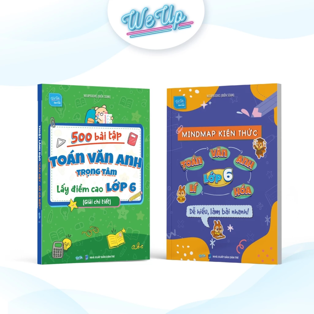 Combo 02 sách lớp 6: Sổ Mindmap 5 môn Toán Văn Anh Lí Hóa lớp 6 + 500 Bài tập Toán Văn Anh lớp 6