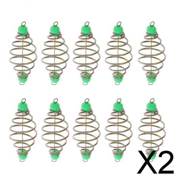 2x10pcs Spring/Coil Inline Fishing Feeders, Baits Cage Carp Fishing Tackle