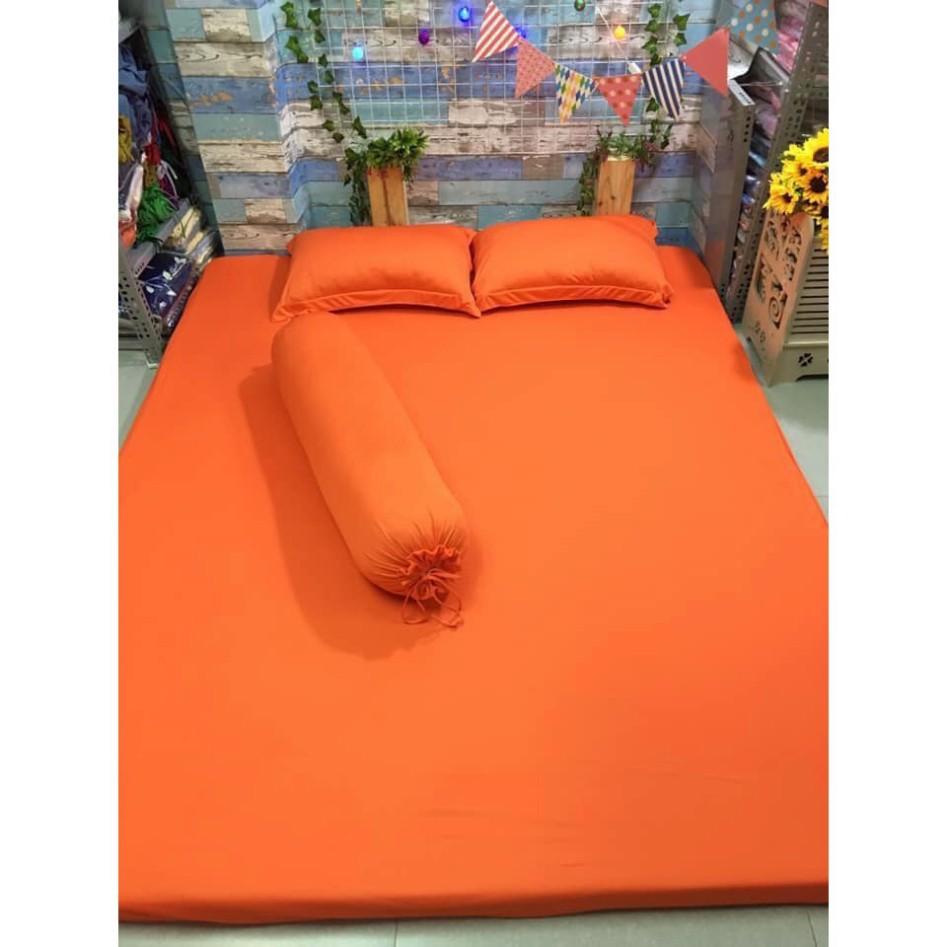 Bộ 4 Món Ga Gối Thun Mát Mềm Thun Lạnh Cao Cấp LAN PHAM BEDDING - Màu Cam