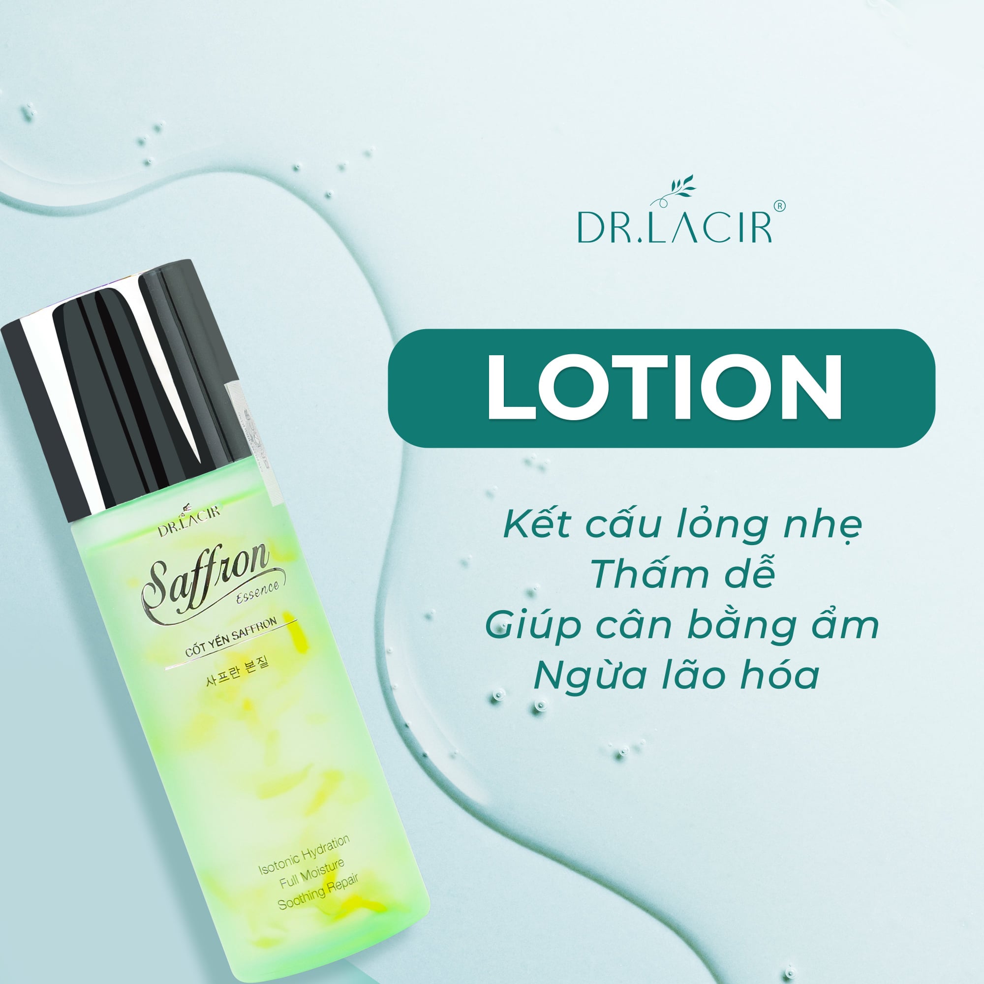 Toner Cốt Yến Dr lacir (Cốt Yến Saffron) - Cân bằng độ pH cho da, làm sạch sâu (Chính Hãng Dr Lacir)