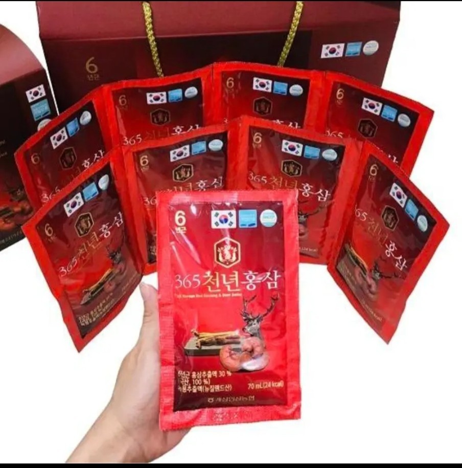 Nước Hồng Sâm Linh Chi Nhung Hươu 365 Hansusam Hàn Quốc (70ml x 20 gói)