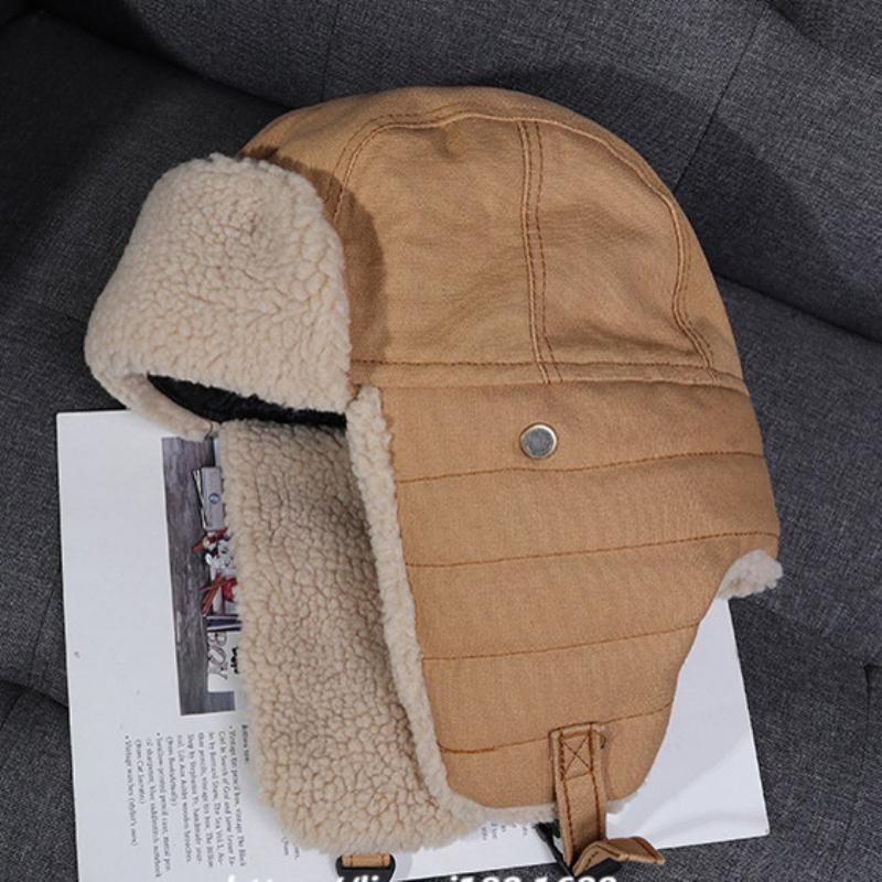 HT3425 Thời Trang Mùa Đông Nón Dày Ấm Berber Trang Bẫy Bắt Earflap Mũ Lưỡi Trai Nam Nữ Thịt Cừu Len Nga Nón Nam Nữ Bomber nón Lưỡi Trai