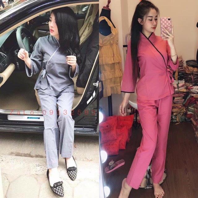 ĐỒ LAM ĐI CHÙA Mẫu Nhật Nơ Không Thêu