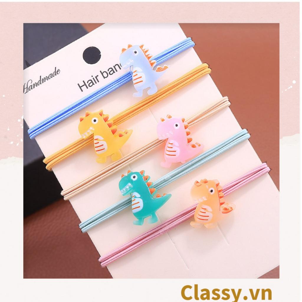 01 dây cột tóc đính hình chú khủng long trong suốt dễ thương Classy , bền chắc giá rẻ, nữ tính PK916