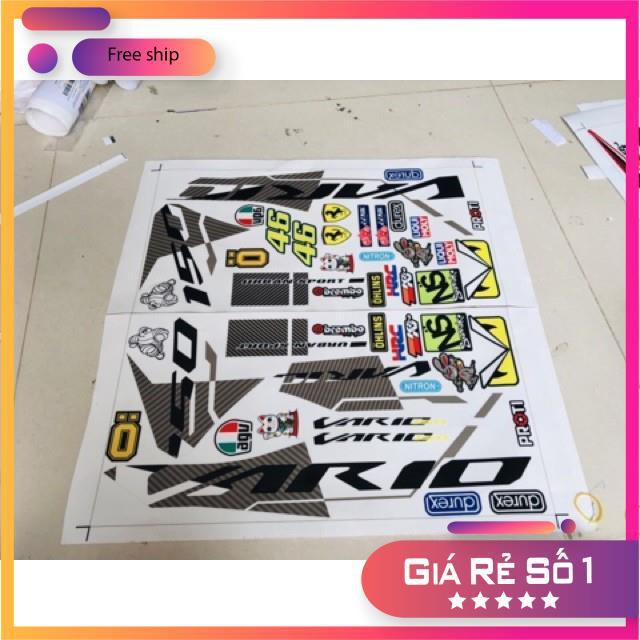 Tem rời dành cho xe Vario 150 xám đen in decal trong
