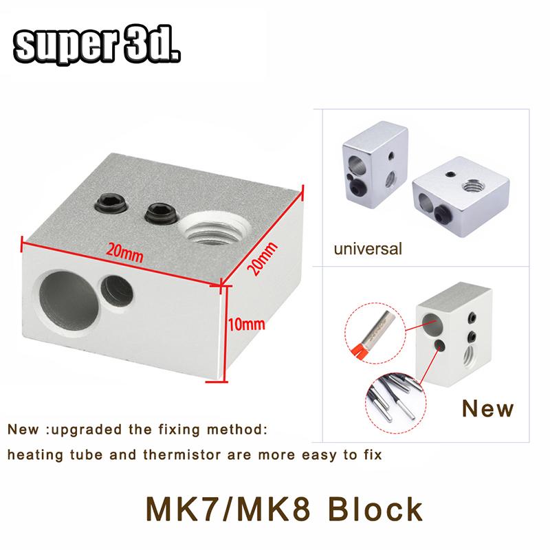 1 cái 3D Khối Nhiệt E3D V5 V6 MK7 MK8 MK2 MK10 Núi Lửa PT100 CR10 2 TRONG 1 RA Nhôm/Đồng Thau Cho Hotend 3D Máy In Phần