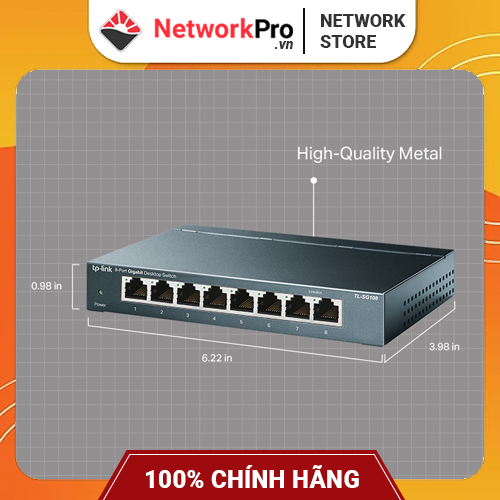 Switch TP-Link TL-SG108 Gigabit Hàng Chính Hãng - 8 cổng RJ45 10/100/1000Mbps, Vỏ Kim Loại