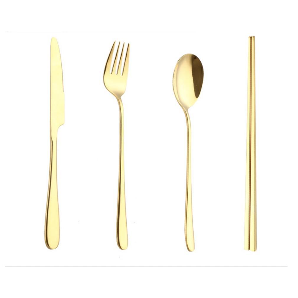 Bộ 4 dụng cụ ăn uống trang trí bàn ăn SET CUTLERY GOLDEN INGENIOUS 4pcs