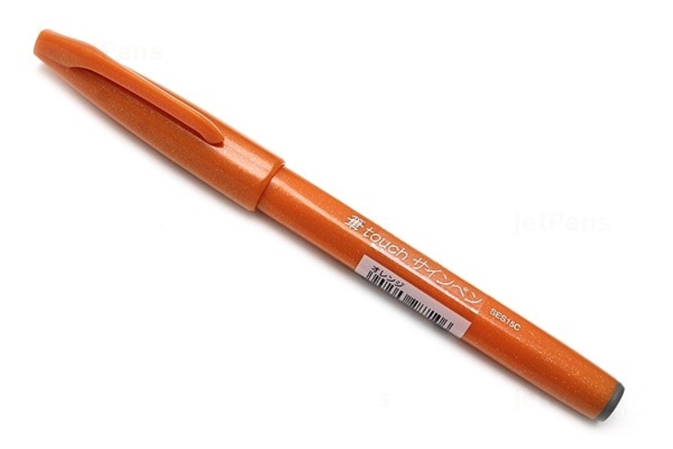 Bút lông viết chữ Calligraphy Pentel Fude Touch Brush Sign Pen - Màu cam (Orange)