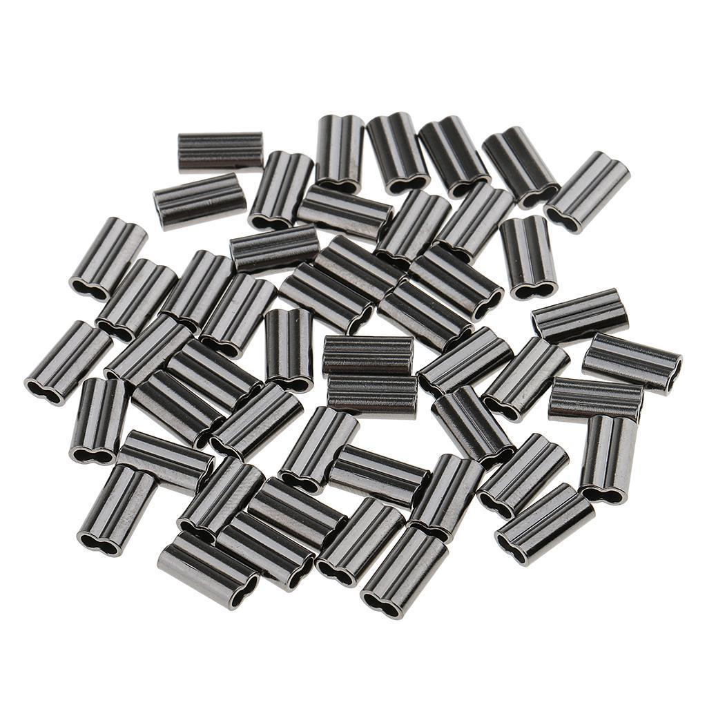 100Pcs Double Barrel Copper Crimp Loop Sleeves Fishing Crimps For Rig Making