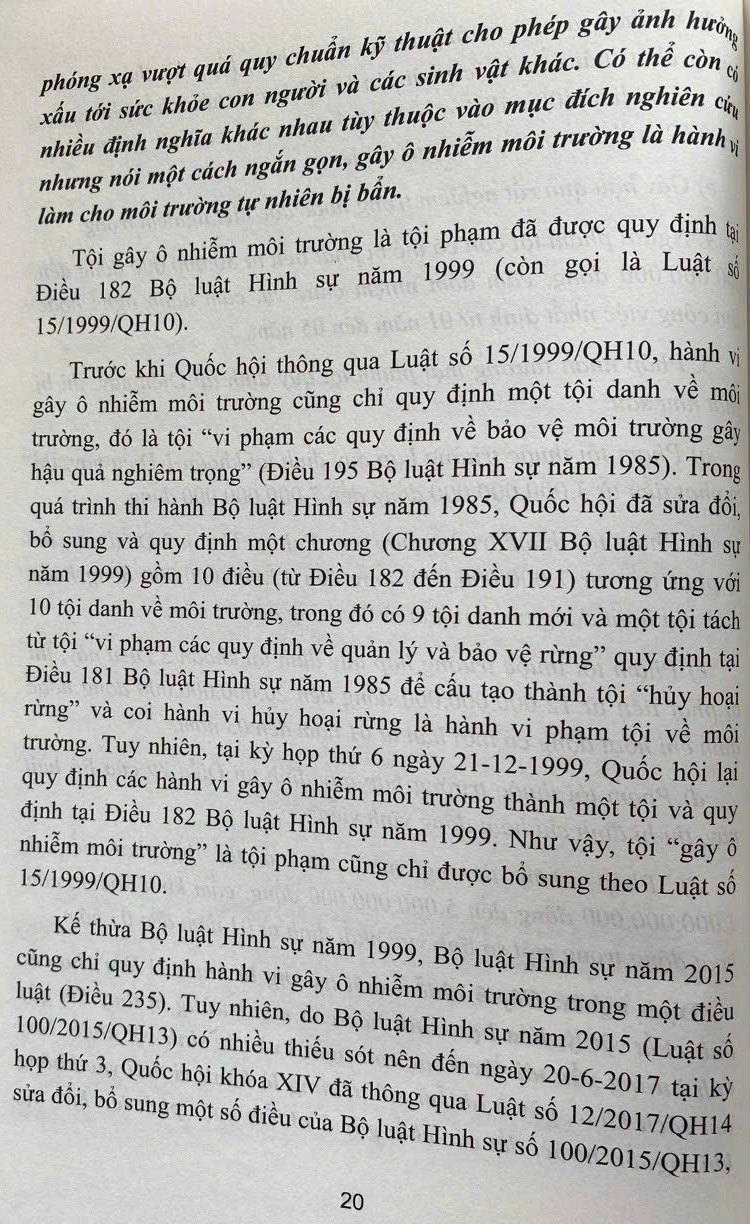 Bình luận Bộ luật hình sự năm 2015- Phần thứ hai Các tội phạm (Chương XIX- Các tội phạm về môi trường)