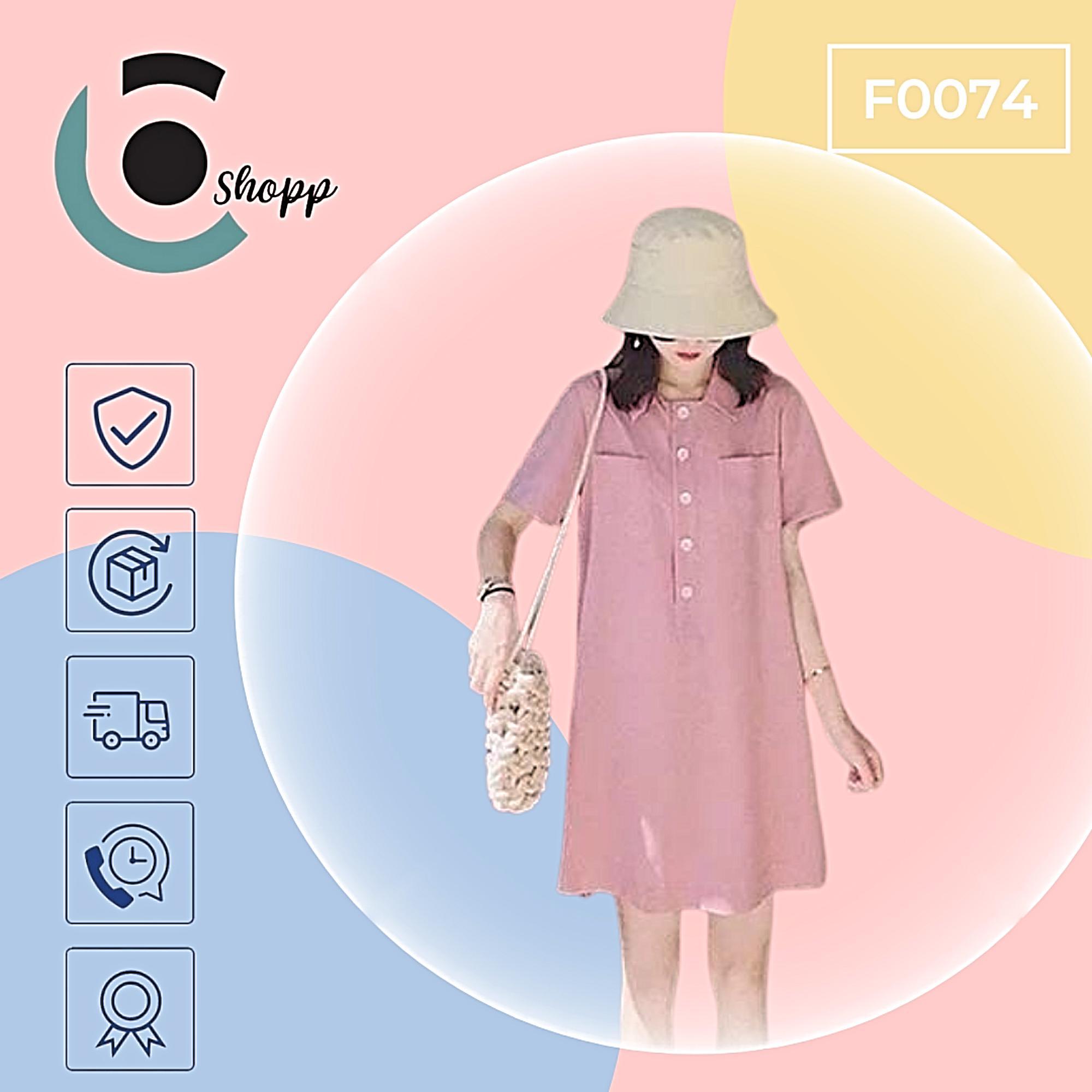 Đầm sơ mi suông viền cao cấp