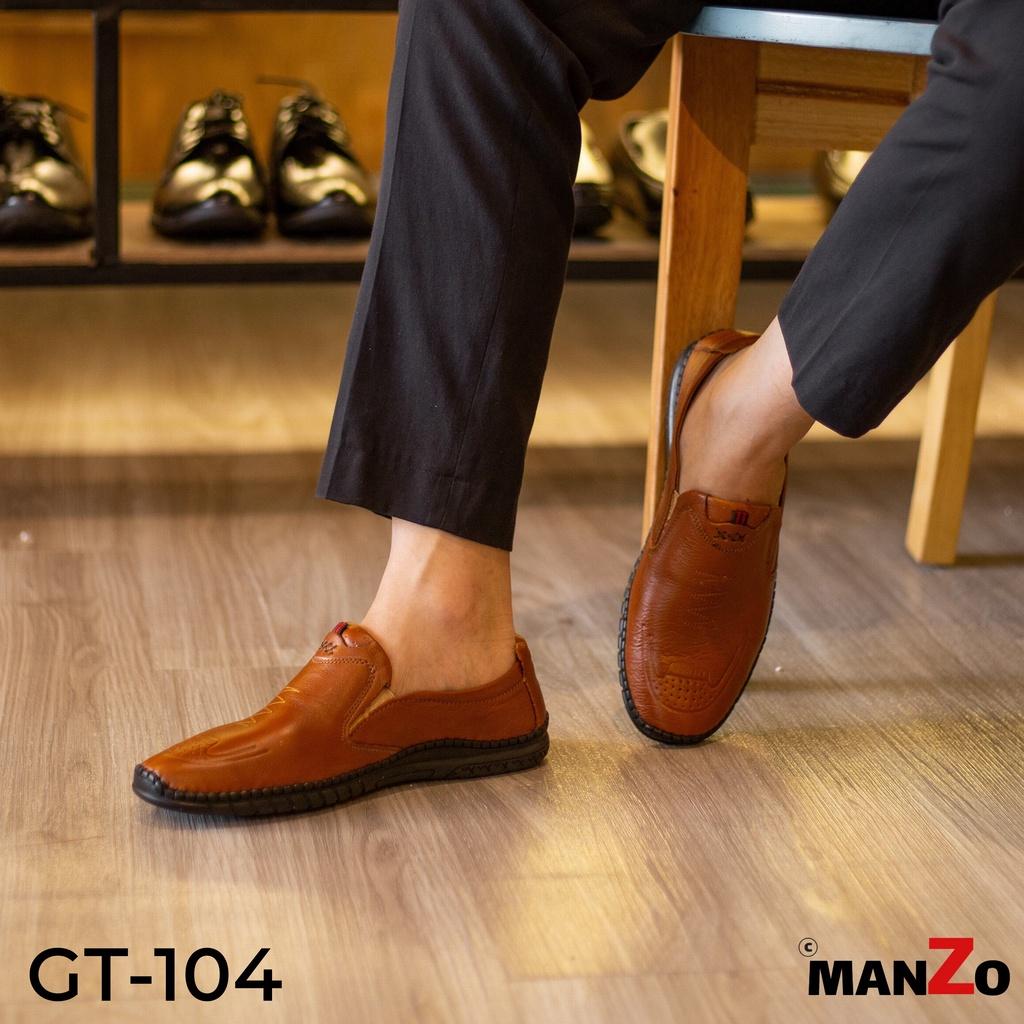 Đen & Nâu - Giày lười da mềm mang rất êm chân - Bảo hành 12 tháng - Manzo store - GT 104