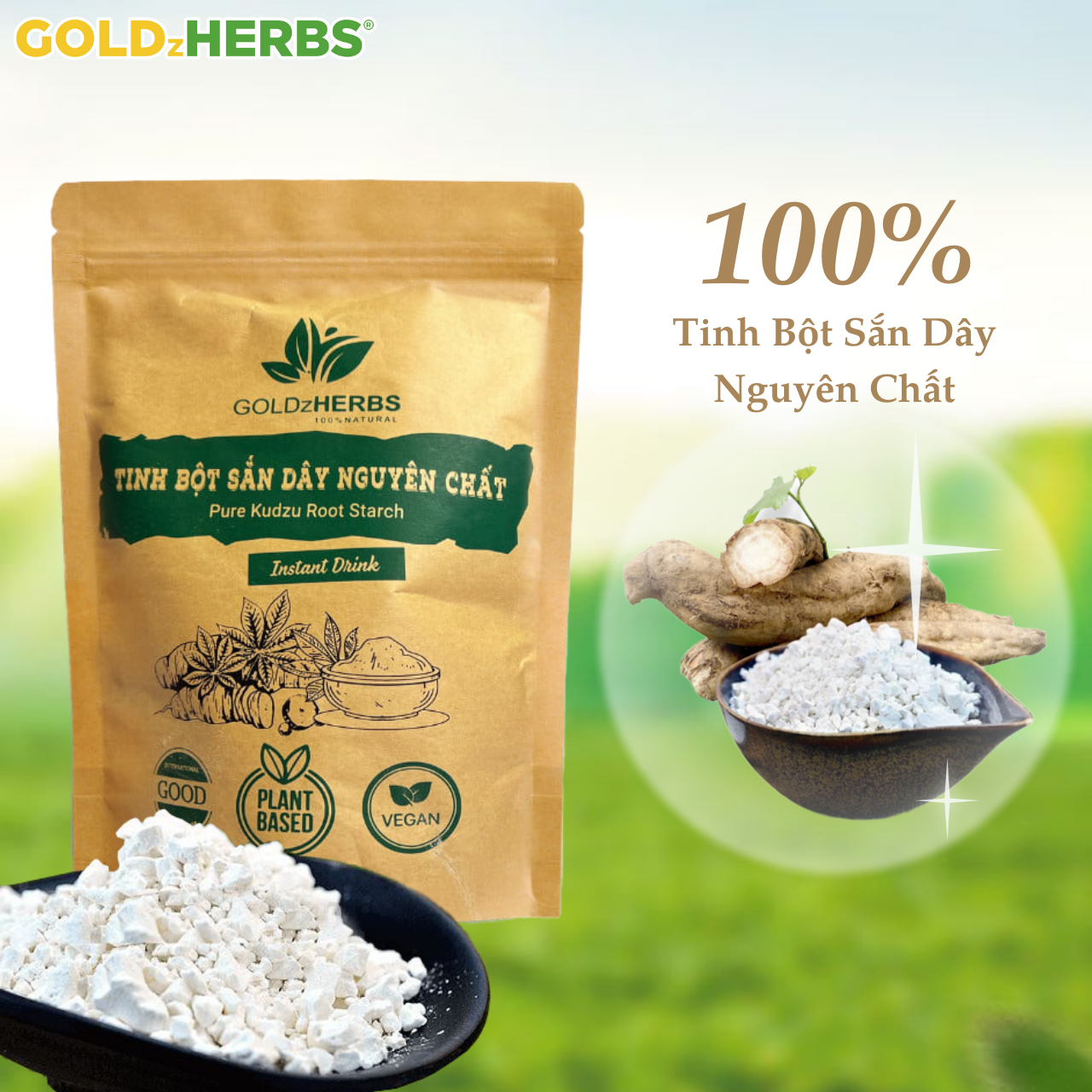 Tinh bột sắn dây nguyên chất GoldzHerbs – 250g
