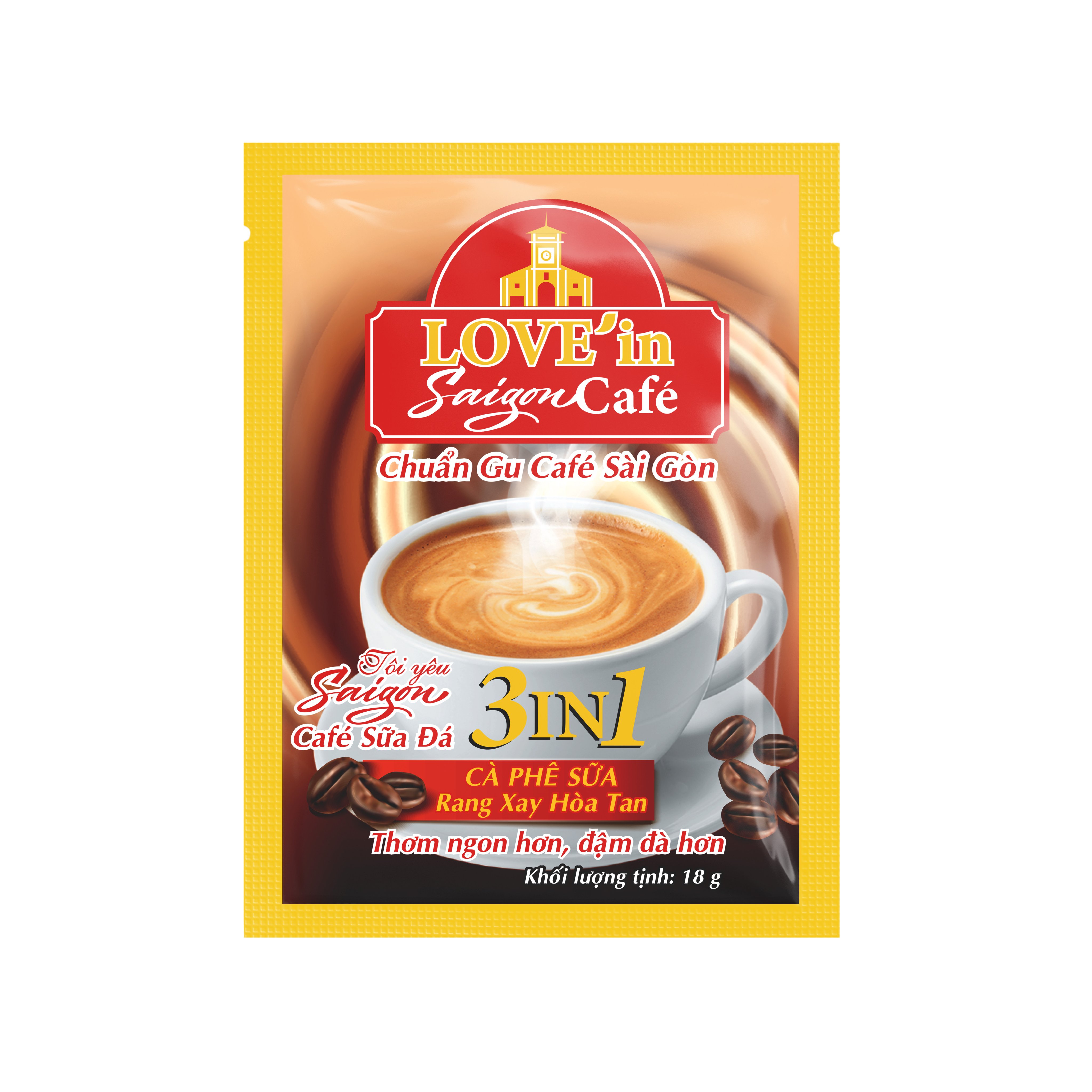 Cà Phê Sữa Rang Xay Hòa Tan 3IN1 LOVE’IN SAIGON CAFE - Thơm Ngon Hơn, Đậm Đà Hơn - Khánh Hòa NutriFoods  (Túi 18 gói x 18g)