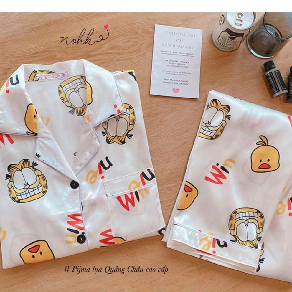 Bộ ngủ Pijama lụa Quảng Châu cộc tay cao cấp NOHK mã 02
