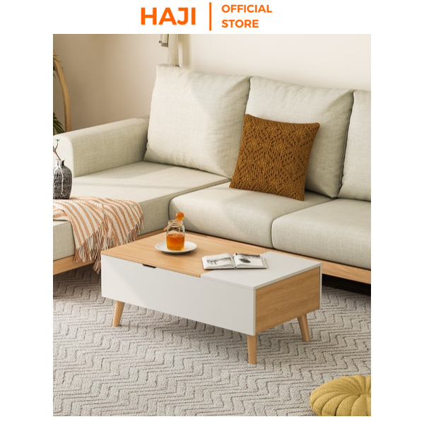 Bàn trà sofa thông minh tích hợp nâng hạ hiện đại, bàn cafe gỗ MDF chống ẩm tuyệt đối thương hiệu HAJI - A253