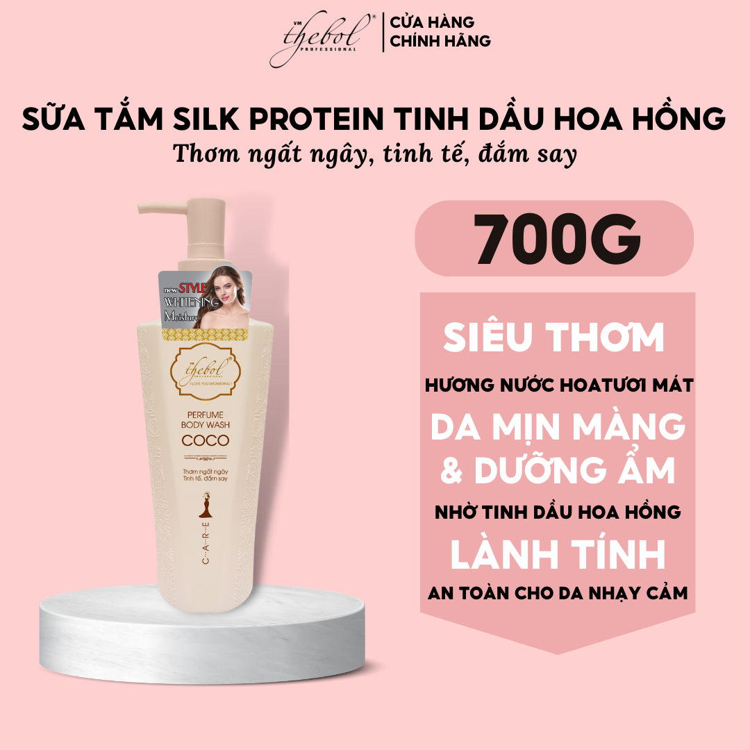 Sữa Tắm Dưỡng Thebol CCOO Siêu thơm Silk Protein Tinh Dầu Hương Nước Hoa Pháp Thơm Lâu 700gr Giúp Da Trắng Sáng Dưỡng Ẩm