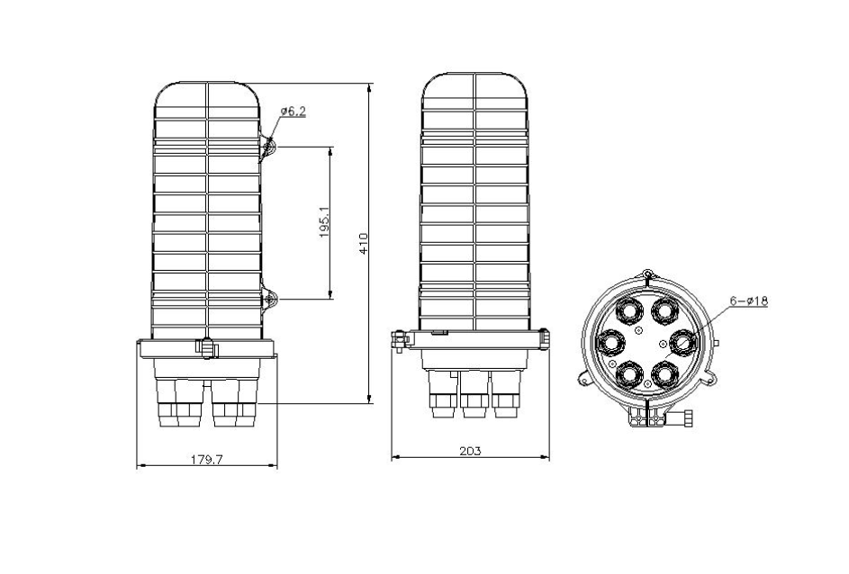 Măng xông quang mũ chụp 24fo- 6 cổng. Hàng chính hãng