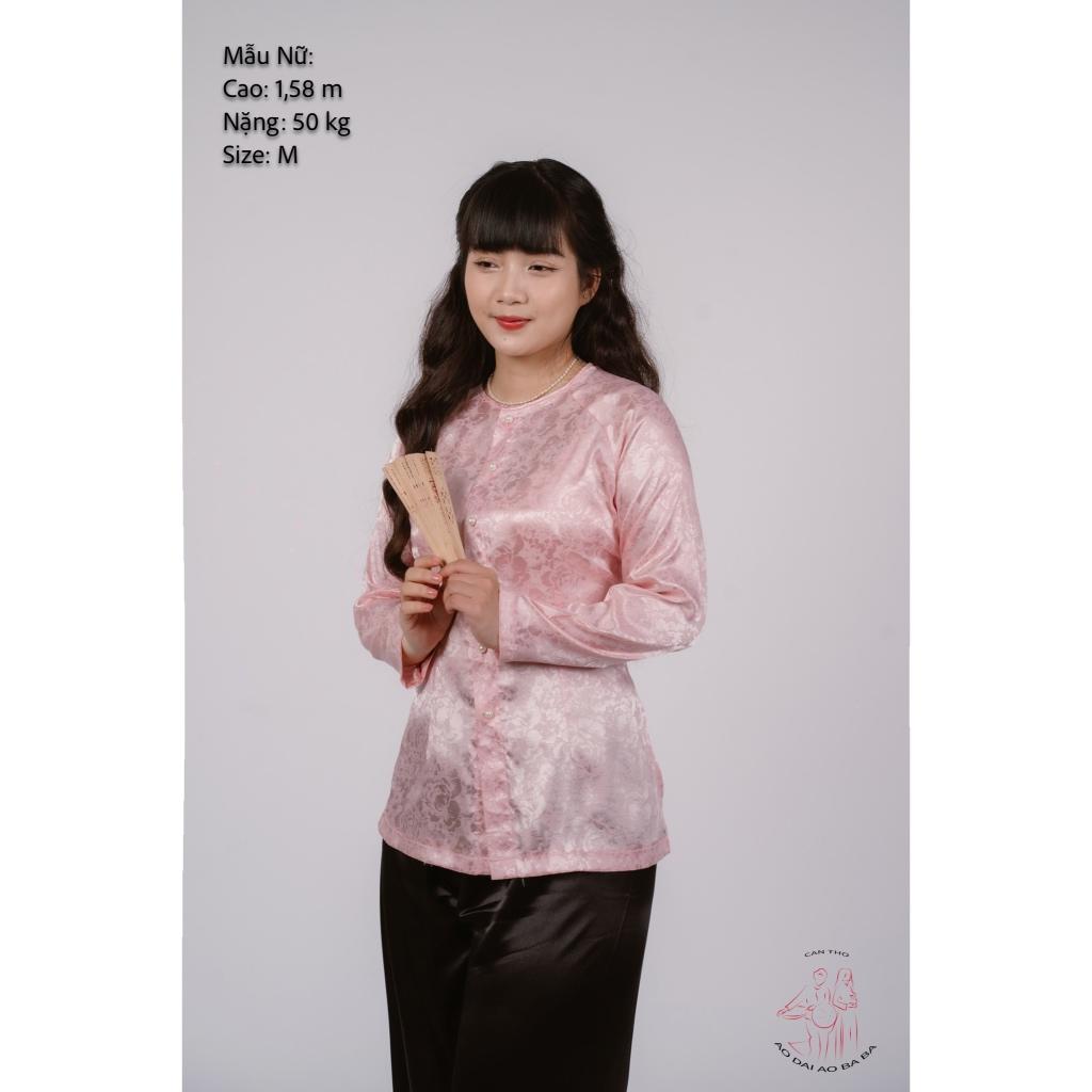 Áo lẻ bà ba gấm Trắng/ Hồng lợt/ Xanh dương/ Hồng đào/ Xanh ngọc- Có bộ bà ba Bigsize- may sỉ bà ba toàn quốc - May bộ b - 1áo lẻ gấm trắng