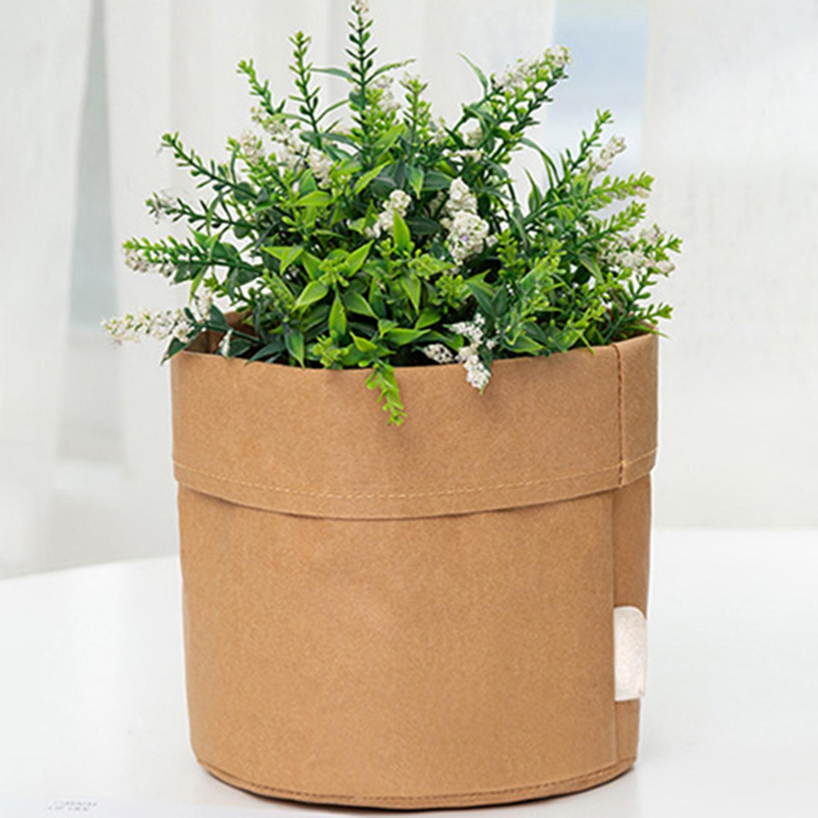 Shopping Kraft Paper Bags Flowerpot Container Washable Home Kitchen