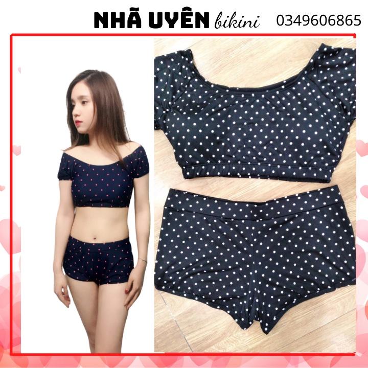 Bộ bikini nhã uyên 2 mảnh mút nâng Set bikini gọng nâng ngực quần nhúng cạp cao che bụng