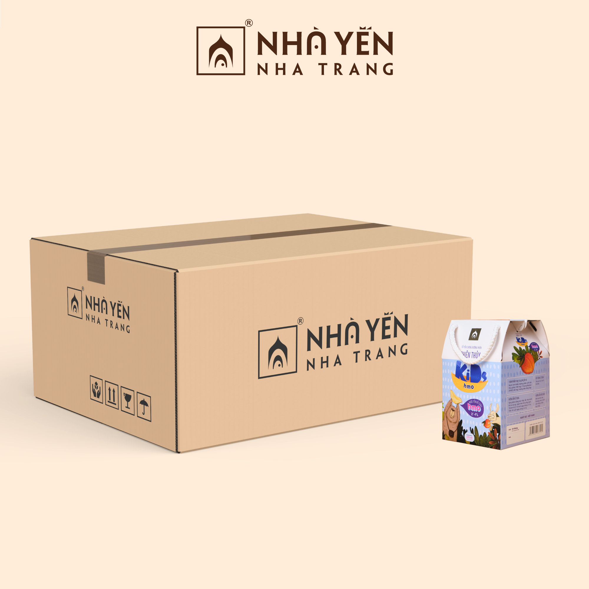 Thùng 12 Hộp Nước Yến Sào Cho Bé Thiên Thủy Kids Hmo - Nhà Yến Nha Trang Nước Yến Chưng Sẵn - Tổ Yến Chưng Đường Phèn - Yến Trẻ Em - Hàng Chính Hãng