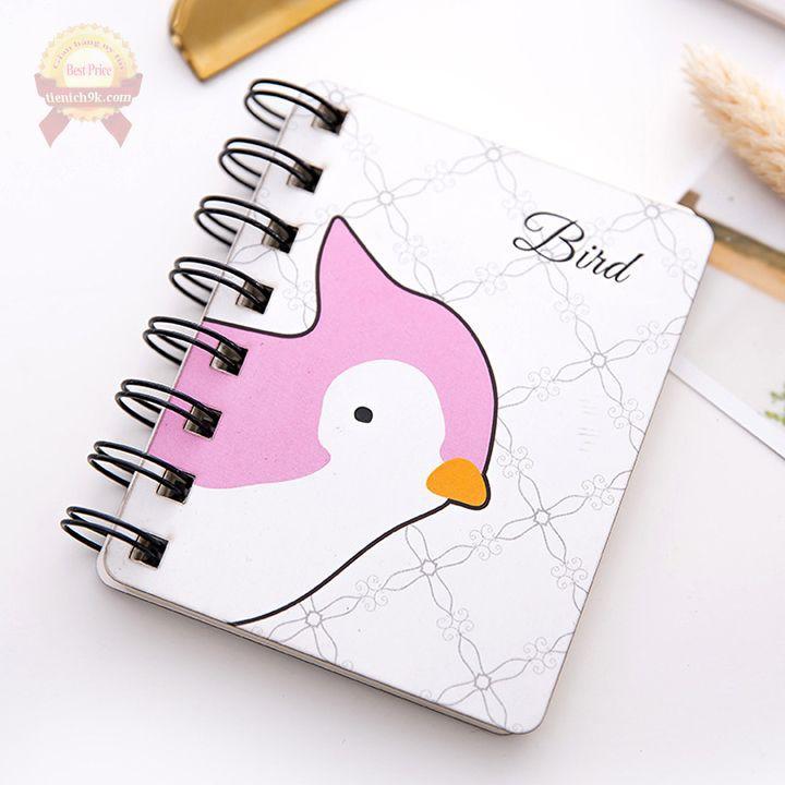 Sổ vẽ ghi chép mini a6 lò xo gáy xoắn 80 trang hình thú cưng cute dễ thương vintage planner