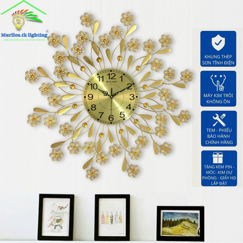 Đồng hồ Treo Tường, đồng hồ decor nghệ Thuật Cao Cấp hiện đại 3D kích cỡ lớn treo phòng khách 2336