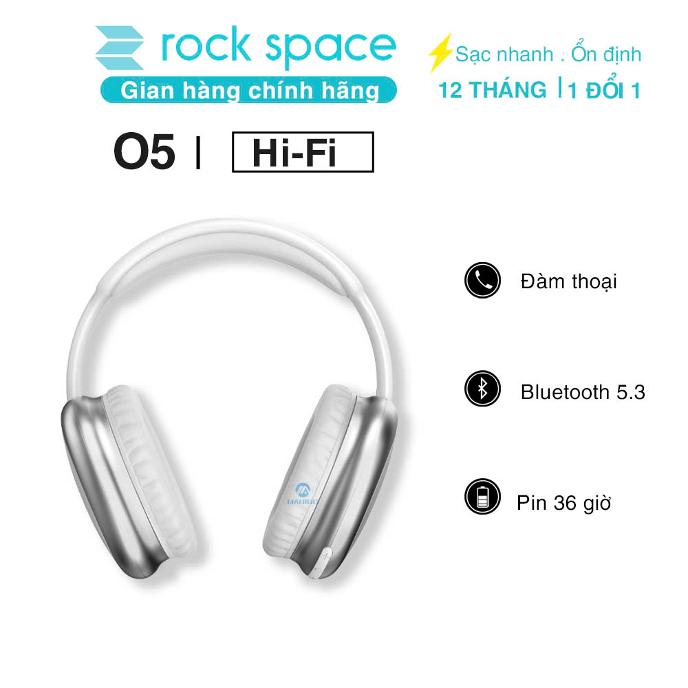 Headphone tai nghe bluetooth không dây chụp tai Rockspace O5 có mic hàng chính hãng BH 1 năm