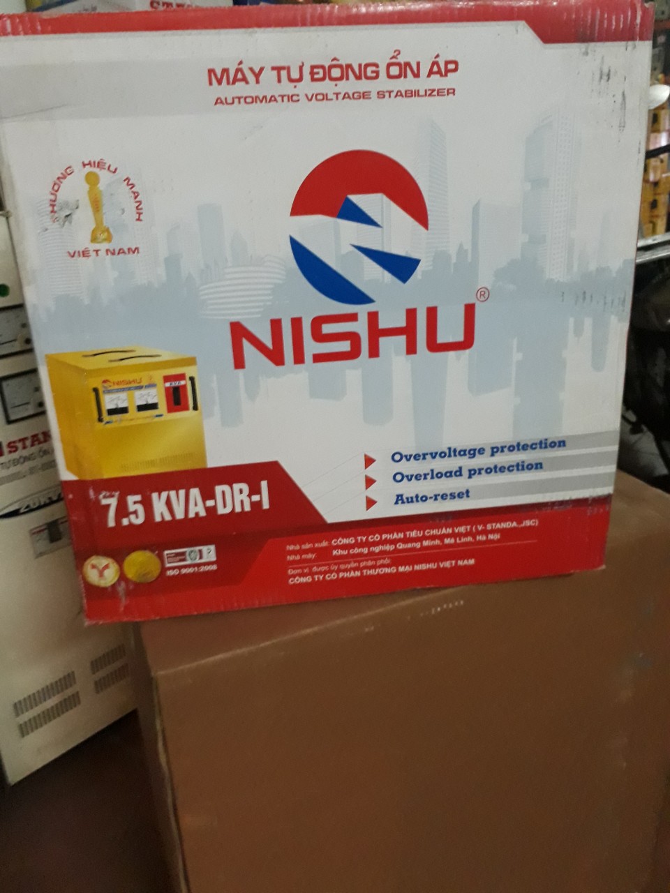 ỔN ÁP NISHU  7.5KW GIẢI 50-250V THM CÓ 3 ĐỒNG HỒ VÀ 2 Ổ CẮM