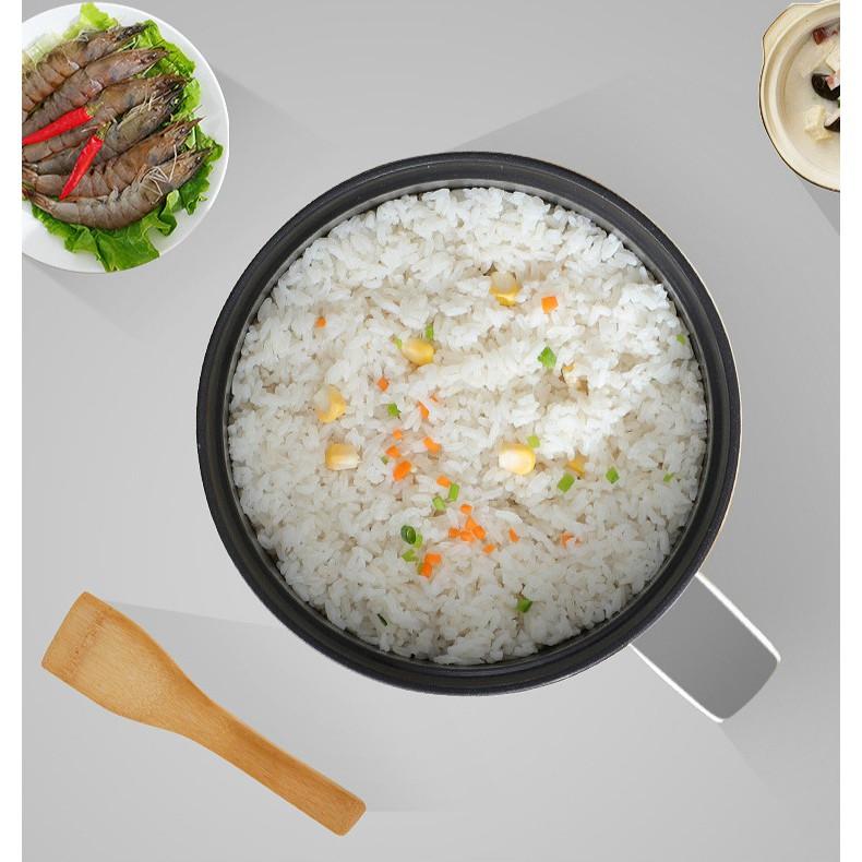 Ca Nấu Mì, Nấu Cơm Mini Siêu Tốc 18cm Kèm Giá Hấp Cooking Pot Có Tay Cầm Tiện Lợi