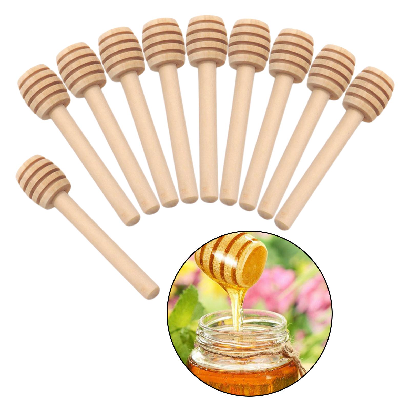 10pcs Honey Dipper Stick, 3 Inch 4 Inch Mini Wood Honey Stirrer Wand for Honey Jar Dispense Drizzle Honey, Wedding Party Favors