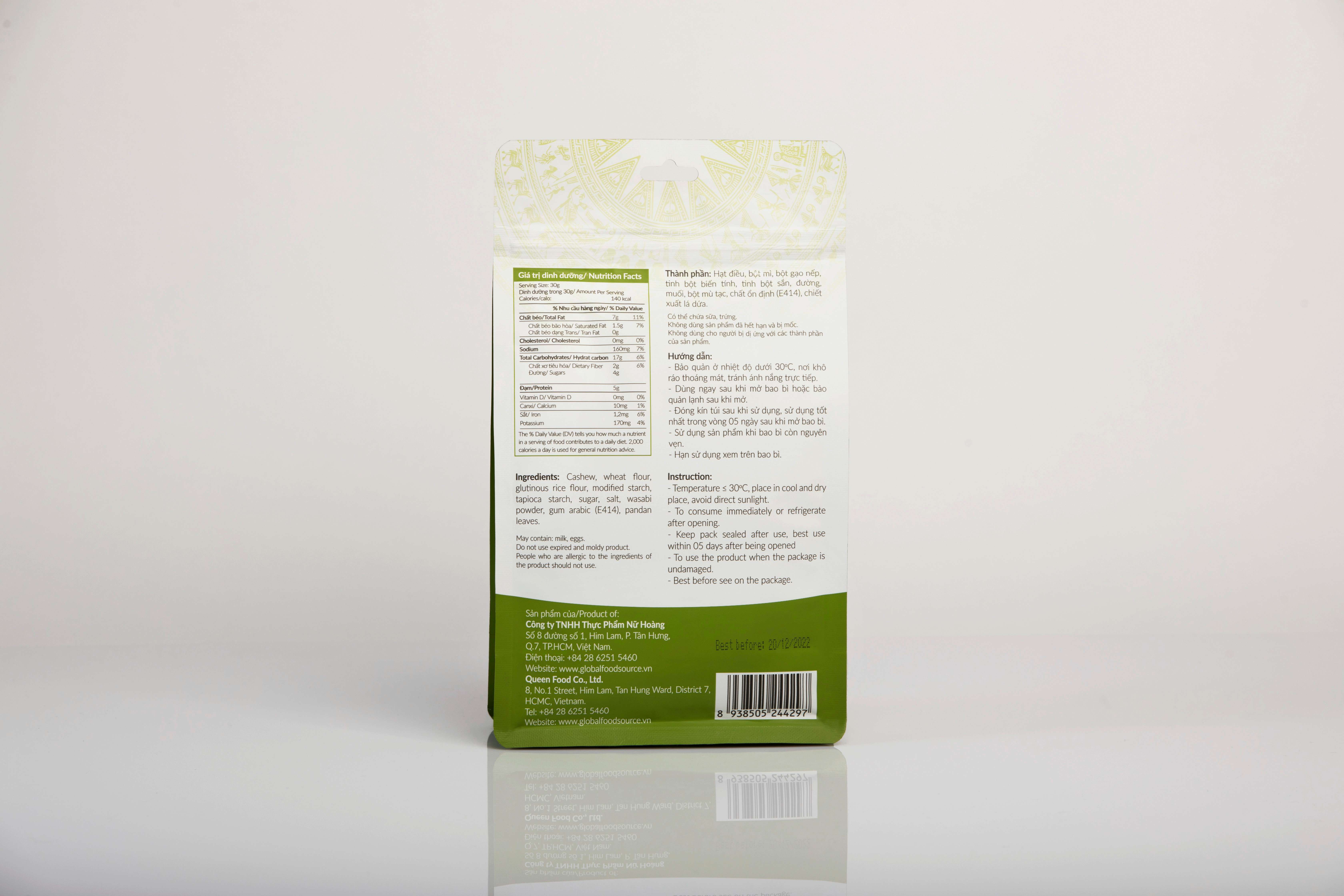 Hạt Điều Wasabi Only Nature 200gr / Túi Hàng Việt Nam Xuất Khẩu
