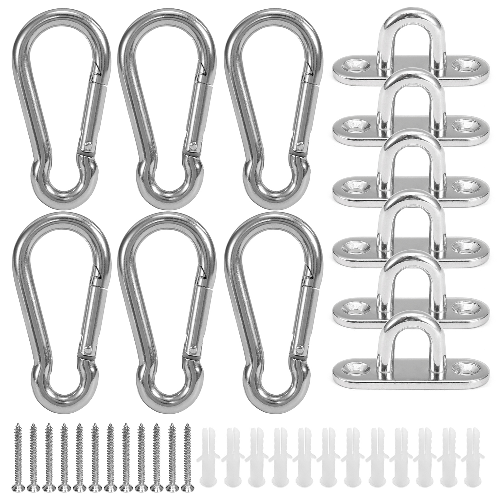 Bộ móc treo treo tường đa chức năng kèm khóa carabiners Vật liệu thép không gỉ 304 chịu lực, mạnh mẽ và bền