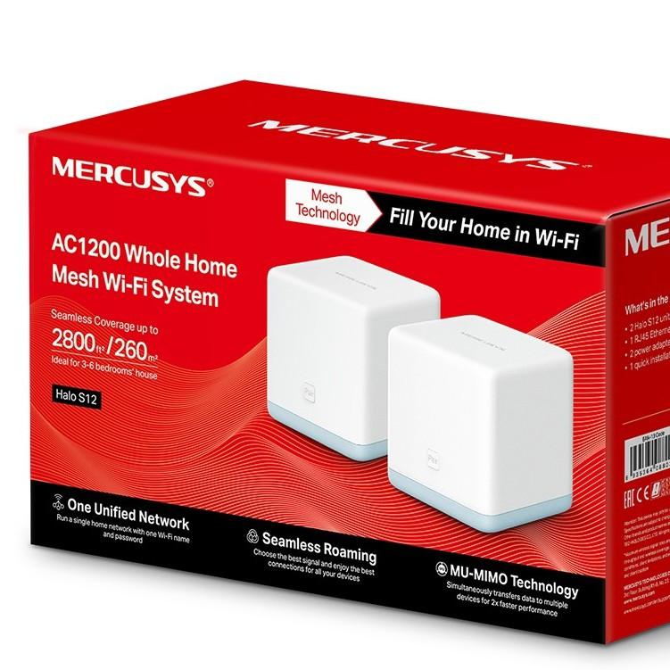 Bộ Phát Wifi Mesh Cho Gia Đình Mercusys Halo S12 (2-Pack) Chuẩn AC Tốc Độ 1200Mbps - Hàng Chính Hãng