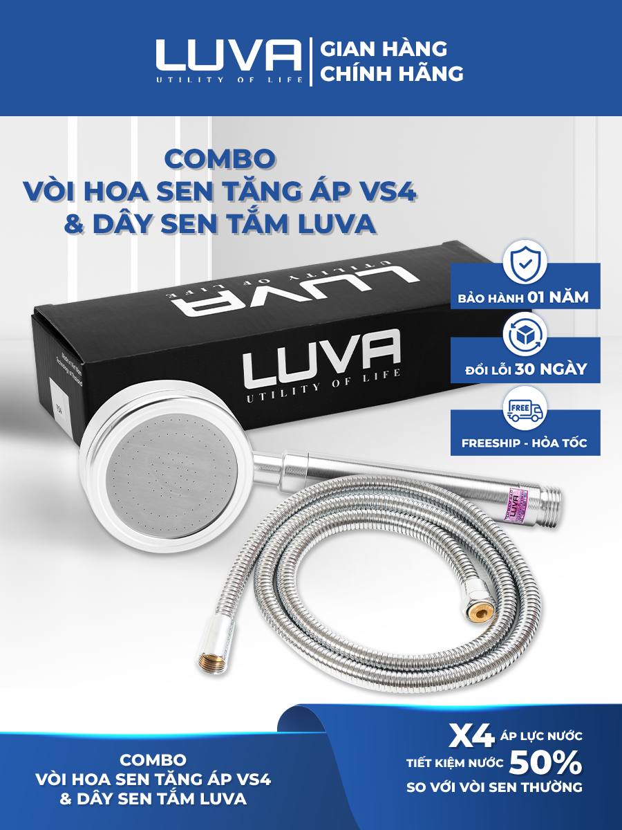 Combo vòi sen LUVA kèm dây sen LUVA GK02 và lọc nước đa năng LUVA GK1 - Hàng chính hãng