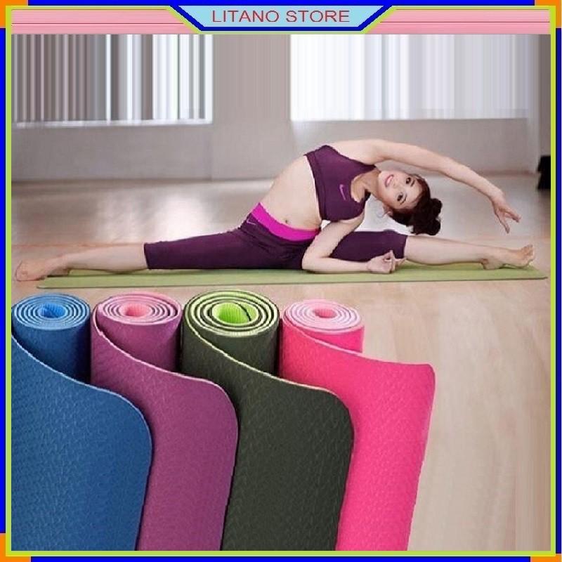 Thảm Tập Yoga Tập Gym 2 Lớp Dày Dặn Chống Trơn Trượt