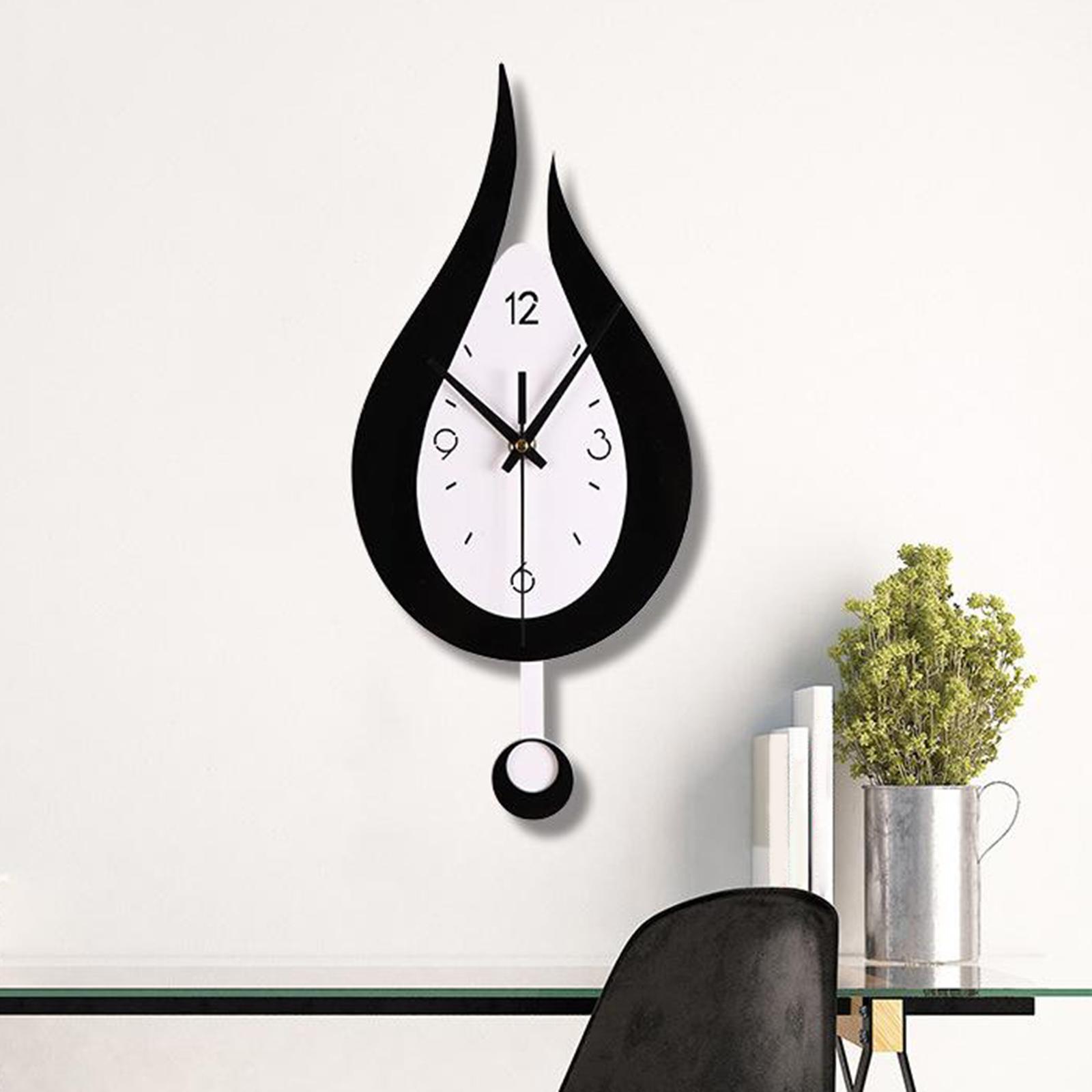 Set of 2 Modern Pendulum Kitchen Wall Clocks Battery Operated Decorative Clock